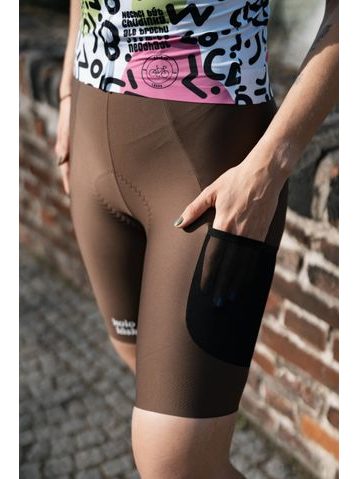 Dámské cargo cyklistické kalhoty Kolo je láska No Broken hearts - hnědá