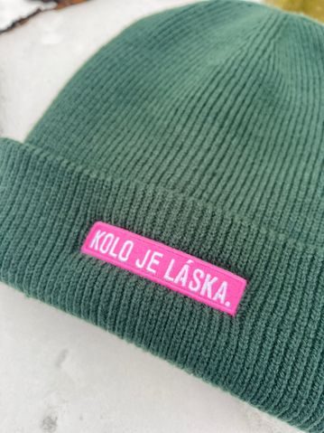 Zimní čepice Kolo je láska Pink Love - černá