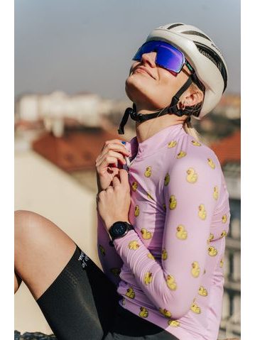 Dámský dlouhý cyklistický dres Kolo je láska Quack me if you can - růžová