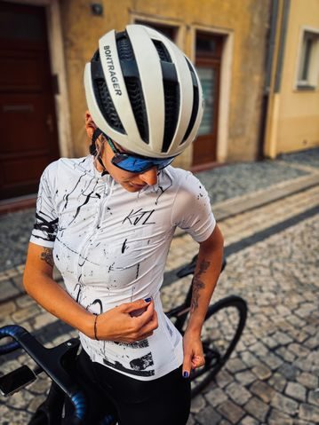 Dámsky dlhý cyklistický dres Bajk je láska Quack me if you can – ružový