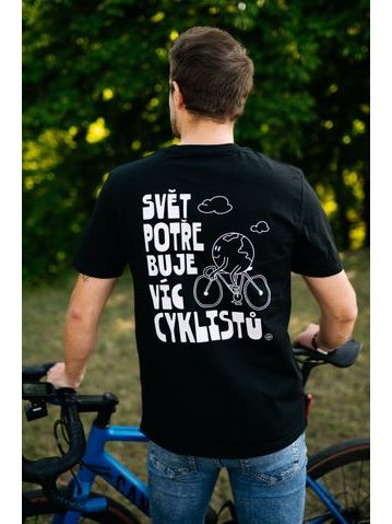 Tričko Kolo je láska Svět potřebuje víc cyklistů unisex - černá s bílým