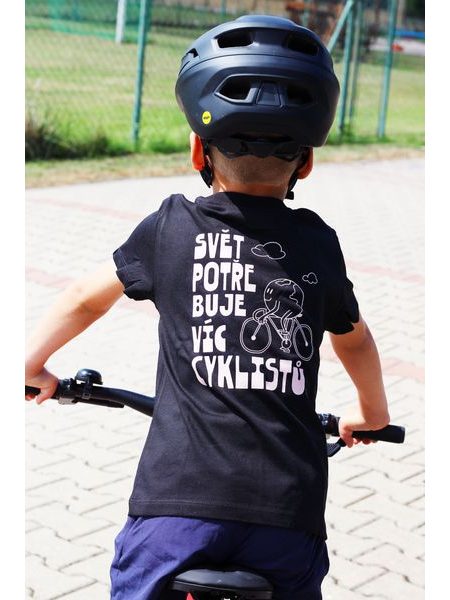 Dětské tričko Kolo je láska Svět potřebuje víc cyklistů - černá s bílym
