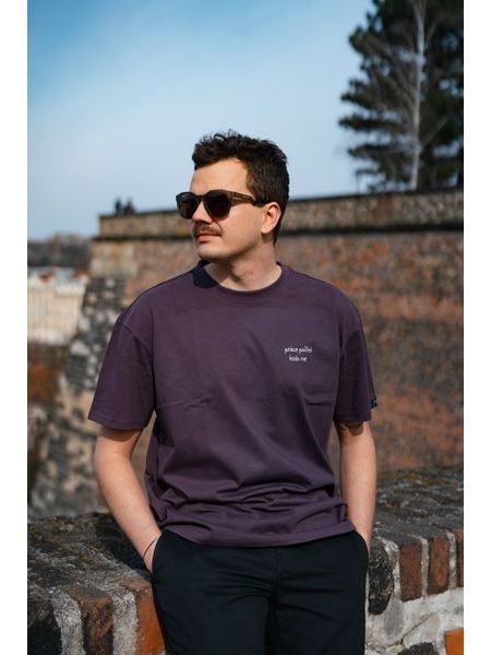 Tričko Kolo je láska Práce počká, kolo ne unisex oversize - fialová