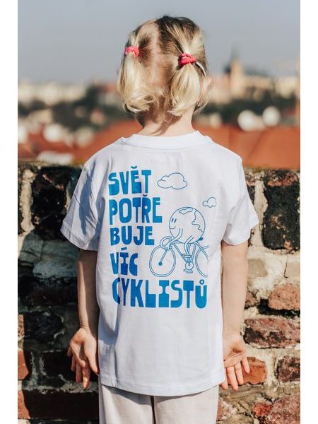 Dětské tričko Kolo je láska Svět potřebuje víc cyklistů - bílá