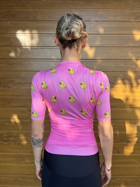 Dámský cyklistický dres Kolo je láska Quack me if you can - růžová