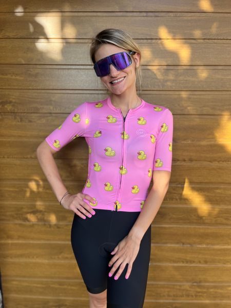 Dámský cyklistický dres Kolo je láska Quack me if you can - růžová