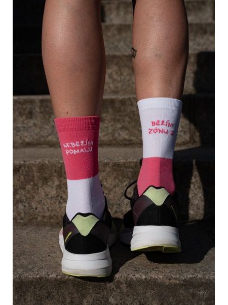 Ponožky na kolo Kolo je Neběžím pomalu, běžím zónu 2 - růžová