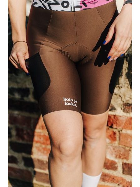 Dámské cargo cyklistické kalhoty Kolo je láska No Broken hearts - hnědá