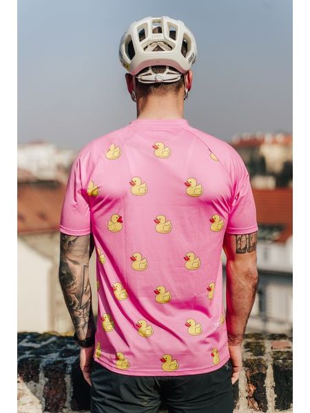 MTB cyklistický dres Bajk je láska Duck ružový pánsky