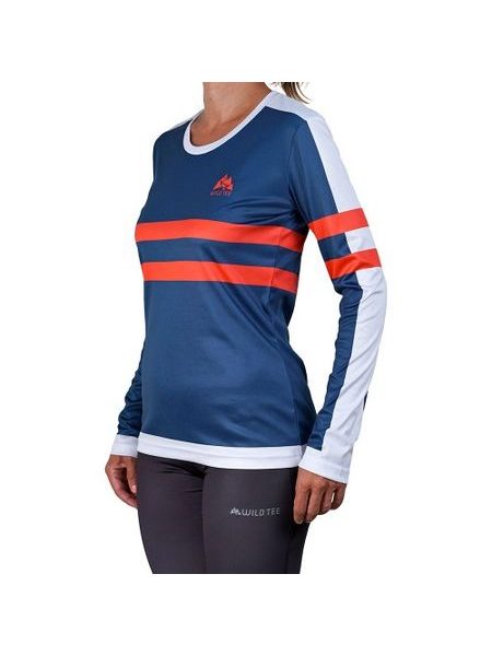 WildTee Běžecké triko COLOR STRIPES RED W - Červená
