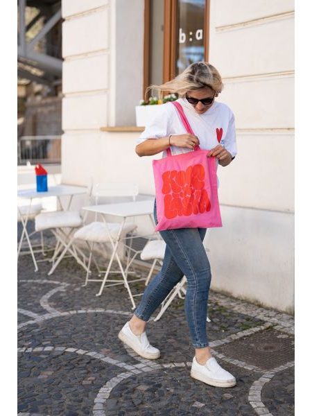 Plátěná taška Kolo je láska - růžová