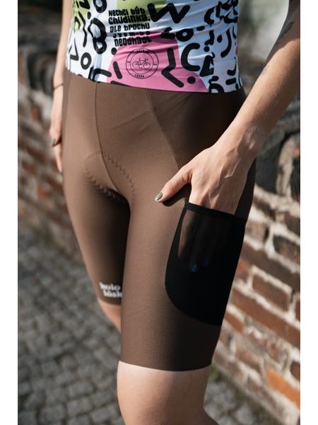 Dámské cargo cyklistické kalhoty Kolo je láska No Broken hearts - hnědá