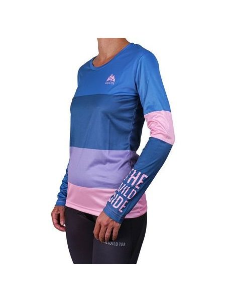 WildTee Běžecké triko COLORBLOK PINK W - Modrá