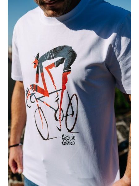 Tričko Kolo je láska Série cyklistů Chrt - unisex - bílá