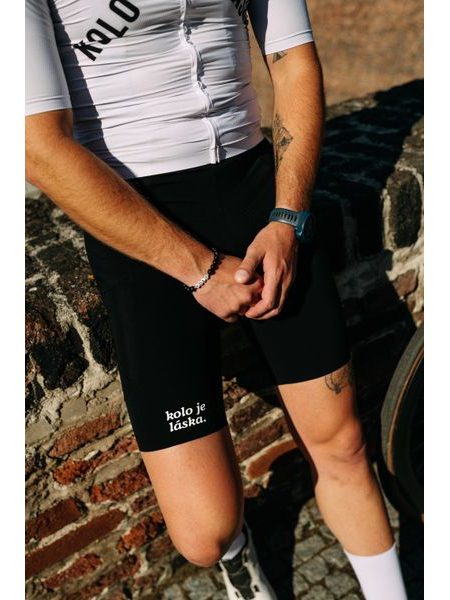 Pánské cargo cyklistické kalhoty Kolo je láska černá/tyrkys