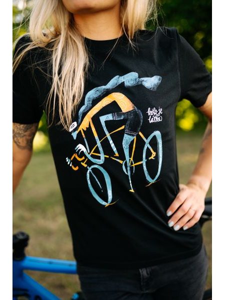 Tričko Kolo je láska Série cyklistů Královna pelotonu - unisex - černá