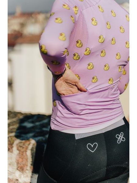 Dámský dlouhý cyklistický dres Kolo je láska Quack me if you can - růžová