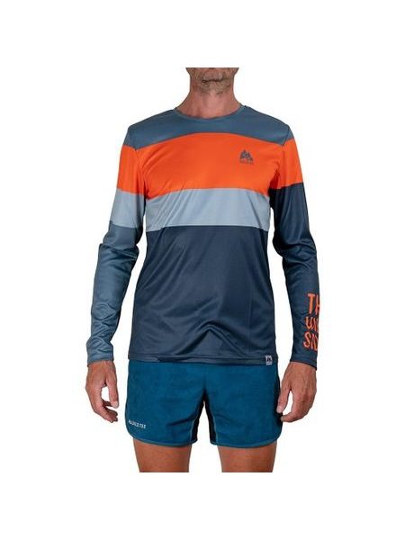 WildTee Běžecké triko COLORBLOK ORANGE - Modrá