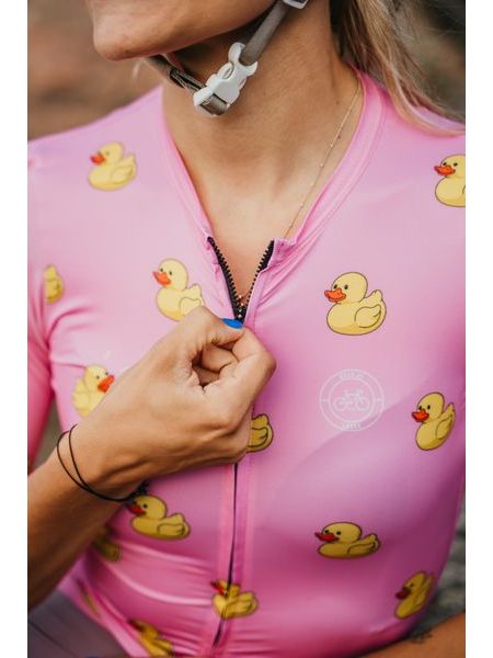 Dámský cyklistický dres Kolo je láska Quack me if you can - růžová