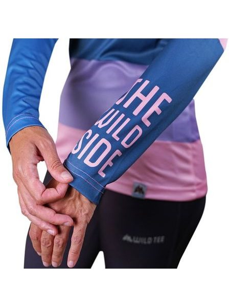 WildTee Běžecké triko COLORBLOK PINK W - Modrá