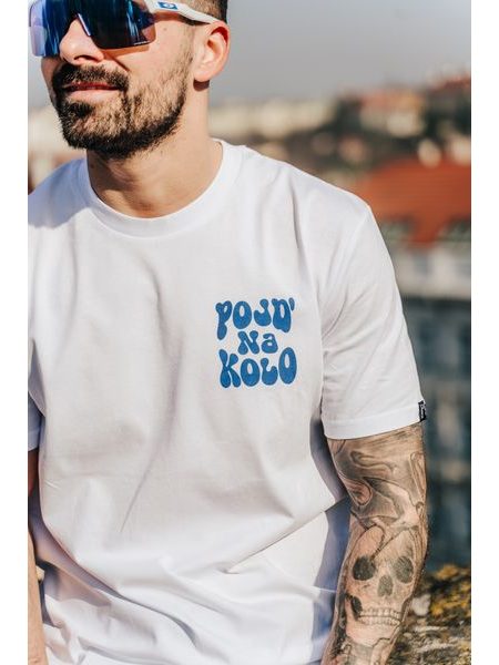 T-shirt La bici e amore “Vieni in bici” unisex con blu