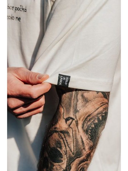 Tričko Kolo je láska Práce počká, kolo ne unisex oversize - krémová