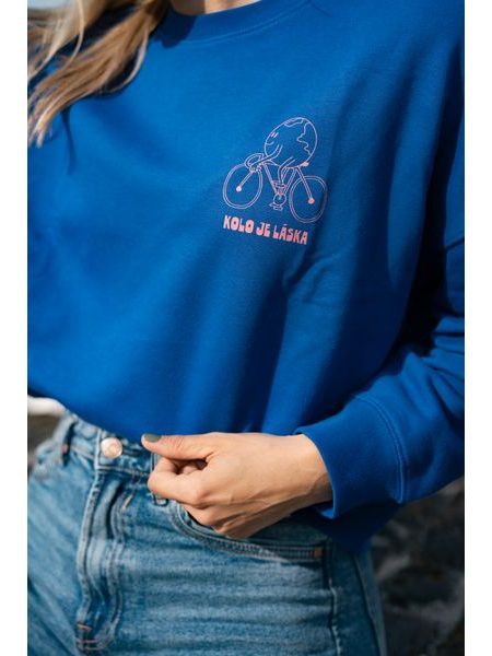 Dámská mikina Kolo je láska Svět potřebuje víc cyklistů - modrá