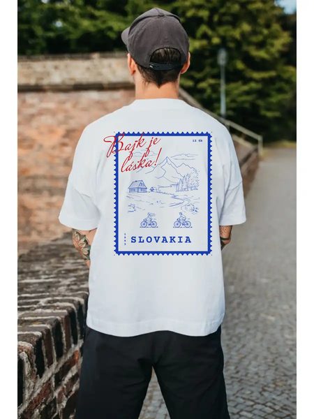 Tričko Kolo je láska Slovakia unisex - OVERSIZE bílá