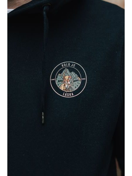 Mikina s kapucí Kolo je láska Kolo or Die unisex - černá