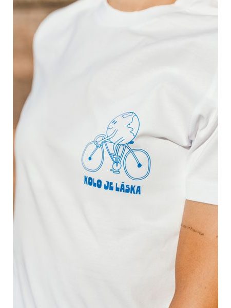 Tričko Kolo je láska Svět potřebuje víc cyklistů unisex - bílá