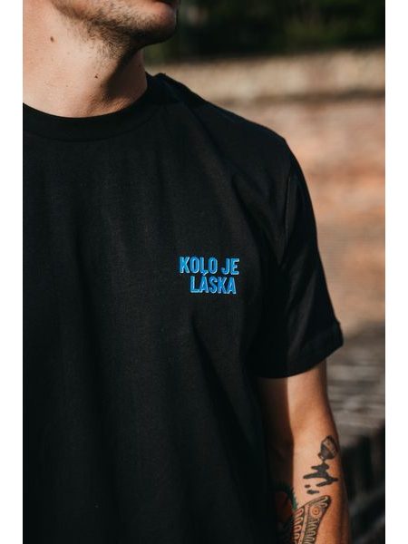 Tričko Kolo je láska Moje Kolo Je Lepší - černá s modrým, unisex