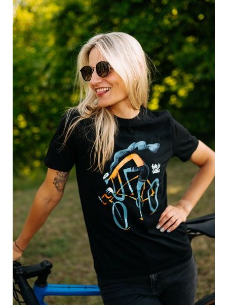 Tričko Kolo je láska Série cyklistů Královna pelotonu - unisex - černá