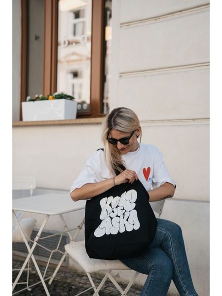 Plátěná taška Kolo je láska - černá