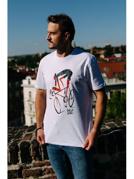 Tričko Kolo je láska Série cyklistů Chrt - unisex - bílá