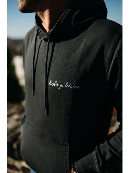 Mikina Kolo je láska KJL s kapucí unisex - sepraná černá