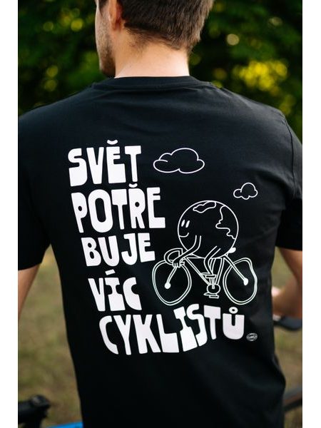 Tričko Kolo je láska Svět potřebuje víc cyklistů unisex - černá s bílým