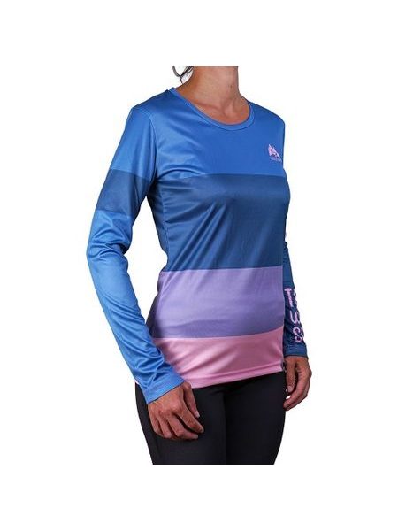 WildTee Běžecké triko COLORBLOK PINK W - Modrá