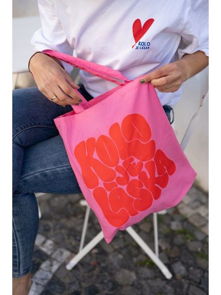 Plátěná taška Kolo je láska - růžová