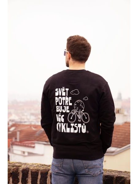 Pánská mikina Kolo je láska Svět potřebuje víc cyklistů - černá