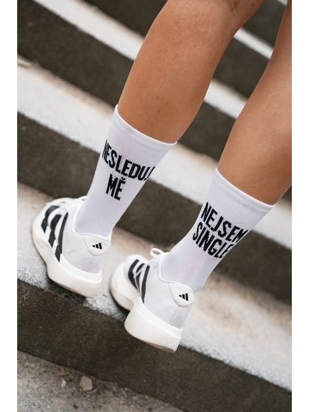 Ponožky na běhání Kolo je Láska NEjsem Single - bílá
