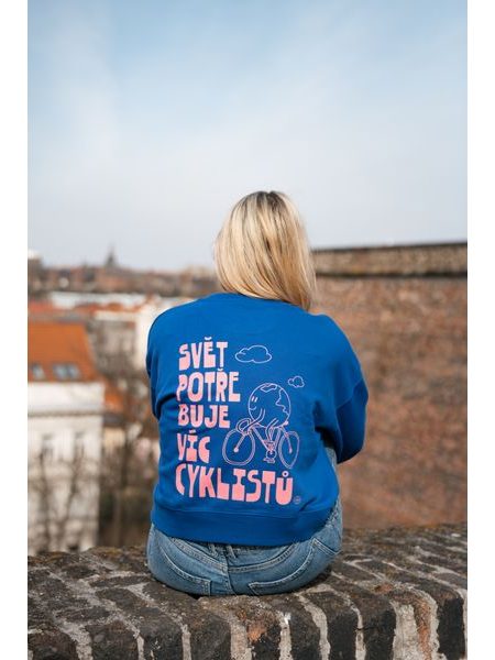 Dámská mikina Kolo je láska Svět potřebuje víc cyklistů - modrá