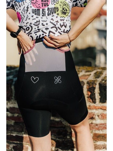 Dámské cargo cyklistické kalhoty Kolo je láska No Broken hearts - černá