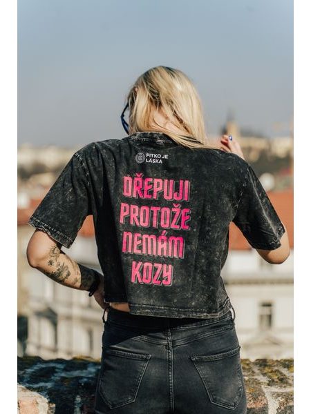 Dámské tričko Dřepuji protože nemám kozy - tmavě šedá