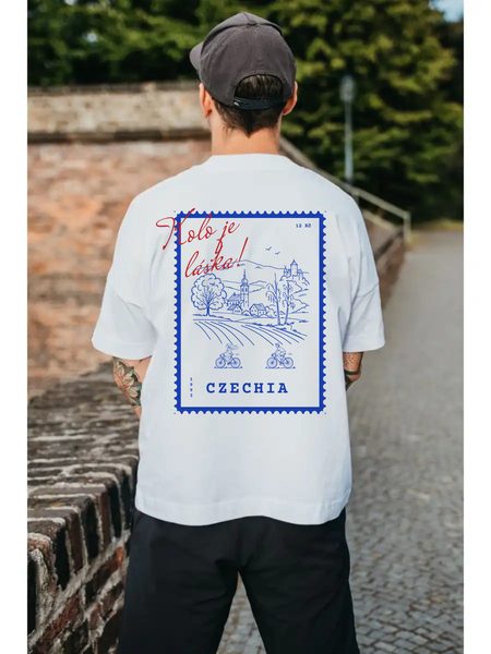 Tričko Kolo je láska Czechia unisex - OVERSIZE bílá