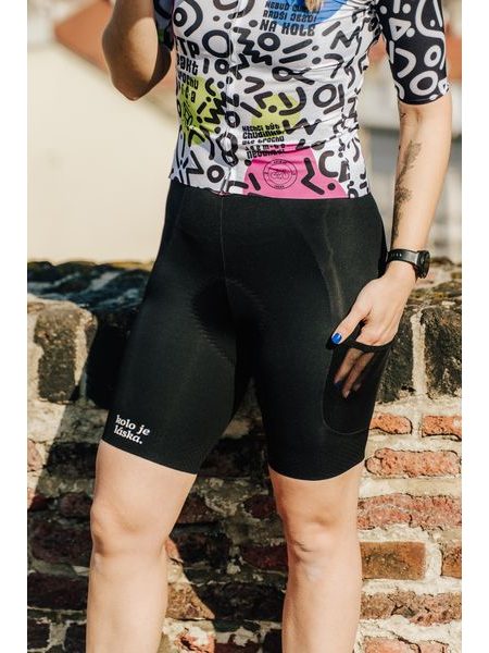 Dámské cargo cyklistické kalhoty Kolo je láska No Broken hearts - černá