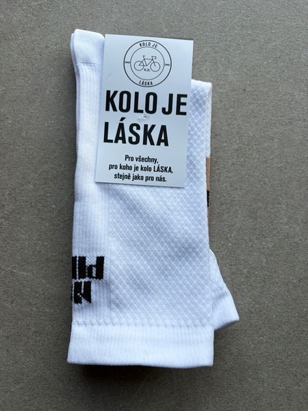 Ponožky na kolo Kolo je Láska No Pain No Pivo - bílá