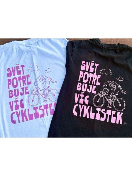 Tričko Kolo je láska collab PMS - Svět potřebuje víc cyklistek - bílá