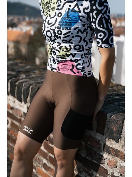 Dámské cargo cyklistické kalhoty Kolo je láska No Broken hearts - hnědá