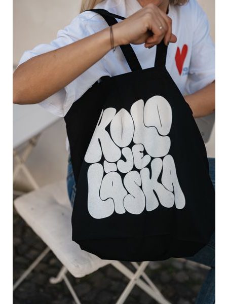 Plátěná taška Kolo je láska - černá