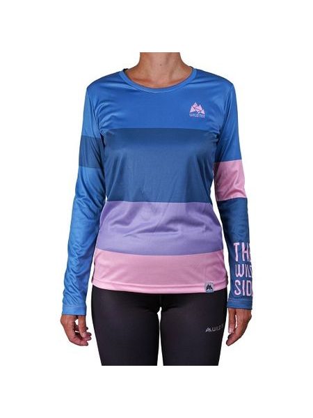 WildTee Běžecké triko COLORBLOK PINK W - Modrá